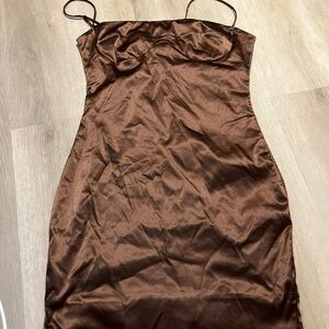 Elegant Brown Satin Dress